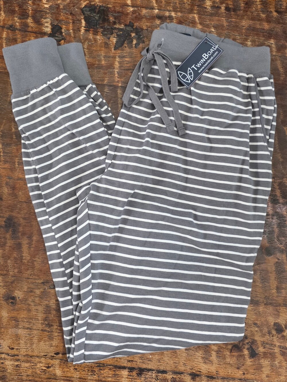 Twin Boat Striped Gray White Lounge Pants